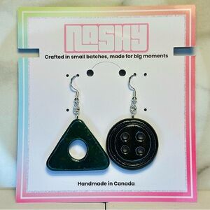 Coraline-Inspired Seeing Stone & Button - Handmade Earrings